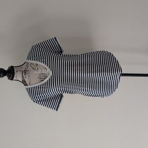 Lululemon Athletica Classic Black and White Striped V-Neck Top